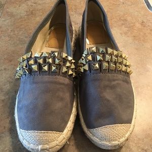 Grey studded Espadrille flats